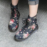 Western Cowboy Style Handsome Retro Small Broken Flower Flat And Short Boots High Help Martin