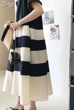 Fashion Summer Women Black White Striped Shirt Dress Woman Casual Loose Office Shirt Dress Ladies Pullover Long