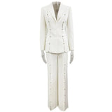 New Star Fashion Temperament Diamond Hollow Suit Trousers Set Two