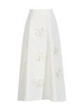 Sense A Word Skirt 2025 Summer New Fashion Three-Dimensional Flower Splicing High Waist Versatile Long Skirt