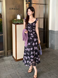 Xixi 13 Lines 2025 Spring New Retro Temperament Print Pure Desire High-Waisted Sling Dress Women