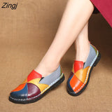 Women Genuine Leather Loafers Mixed Colors Ladies Ballet Flats Shoes Female Spring Moccasins Casual Ballerina