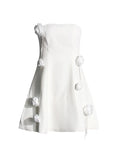 Spring 2025 New Diamond Chain Rose Decoration Waist Show Thin Ponve Bosom Dress