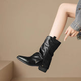 Heavy Trouser Tube Boots Women's Tips 2025 Autumn And Winter Design Feel The Western Boots In The Coarse And Medium Boots Women's