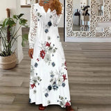 Women's 2025 Summer Women's New Dress Fashion Printed Lace Long Sleeve