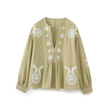 Explosion Women's Summer New V-Neck Fashion Embroidery