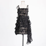2025 New Fashion Sexy Flowers Splicing Design Tuxedo High-End Sling Bag Hip Dress
