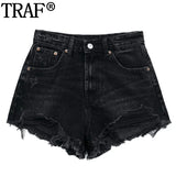 Women's Jeans Shorts Blue Black Denim Shorts Women High Waist Summer Shorts Woman Fashion Ripped Streetwear Short