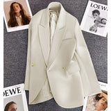 Zingj Korean Version Coffee Color Suit Jacket Female Spring 2024 New Retro British Style Casual Versatile Small