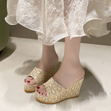 Large-Size Cool Slippers Women Summer New Slope With Fish Mouth Thick Words High And Cold Drag Woman
