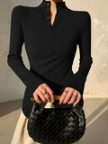 Hem High-Necked Shirt Women's Women's Cross-Sleeve Knitted