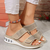 Spring And Summer New Women's Leisure Large-Size Water Drill Slope And Comfortable Air Cushion Slippers
