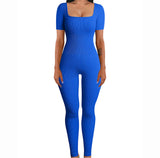 And Summer Threaded Collar Hips Sexy Yoga Sports Long-Sleeved Short-Sleeved Jumpsuit Trousers