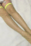 Women Crystal Rhinestone Stockings Black White Red BIG Fishnet Net Mesh Diamond Pantyhose Stockings Tights
