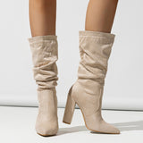 Women's Top Tip A Foot Pedal Winter Fashion Coarse Heel Boots Fashion Comfortable Female Boots Chunky