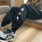 Harem Pants Women Solid Thick Warm Fleece Sweatpants Female Korean Hip Hop Loose High Waist Trousers Baggy Casual