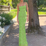Women's Summer Sexy Bodycon Dress Spaghetti Strap Sleeveless Backless Slim Fit Floral Printed Long