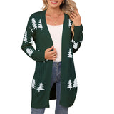 And Winter New Sweater Women's Knitted Loose Christmas Cedar Embroidered Cardigan