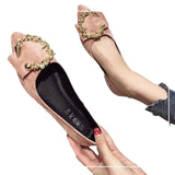 Red Fashion Light Mouth Single Shoes Women's 2025 Spring Flat-Bottomed Metal Beans Soft Sole Lazy One-Legged Pedal Women's
