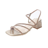 Zingj New Women's Fashion Sandals Summer Fairy Wind With Thick Heel Fashion Diamond Word Buckle Women's
