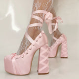 Heel Lolita Pink Pink Pink Pink Sweet Strap Water Table Thick Heel Plus 47 Women's Singles