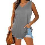 V-neck Sleeveless Pullover Solid Color Vest