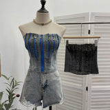 Shooting Retro Do Old Zipper Niche Vest Rivet Water Wash Denim Braid Short Open Shirt Wrapped Brae