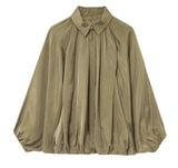 Women's Explosive Fashion Casual Bubble Sleeve Silk