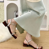 Shoes With Skirts In The Summer Of 2025 New Word With Thick Heel Thick Soles Of High-Grade Toe Women's