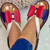 Coloring Bow Flat-Bottom Slippers Women Wearing Beach Cold Slippers
