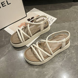 Roman Sandals In The Summer Of 2025, Women's Thick-Bottomed Fashion Fairy Wind Soft-Soled Students Anti-Slip Beach