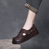 Time 99] Head Layer Of Cowhair Retro Handmade Hole Shoes Female Summer Beef Soft-Soled Mother Shoes With Hollow