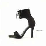 Type Ankle Wrist Tie Woman 2025 Summer New Large-Size Fine Heel Black Cool Ultra-High Heel