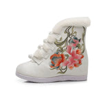 Zingj Boots Short Boots With Cotton And Wool Embroidered Boots, Embroidered Shoes Cloth Boots Inside The High Wedge Women's