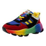 Casual Single Shoe Rainbow Sole Fashion Tie Flying Breathable Leisure Sports Single Shoes