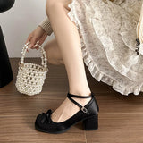 Jane Shoes Women's New High Heeled Square Head With A Bough Head Of Ballet French Women's Single Shoes In Spring