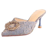Women Wear Half-Slippers Women 2025 New French Water Drill High Heels Thin Heel Head Cool Drag