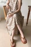 Sleeveless Fashion New Women Polka Dot Dress Korea Casual Loose Vest Dress Ladies Womens Cotton Pullover Long