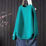 Women's Spring And Autumn 2025 New Inside And Outside Wearing Loose Lazy Sealed Ocean Round-Neck Literary And Art Knitted