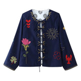 2025 New Women's Fashion Casual Versatile Lace-Up Embroidered Long Sleeve