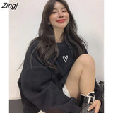 Women Aesthetic Loose Lazy Autumn New Korean Style Leisure O-Neck Long Sleeve Chic All-match Simple Ladies