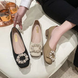 Fashion Commuting Single-Shoe Women 2025 Autumn New Casual Square Head Pearl Bean Shoes Korean Version Of Shallow Women's