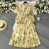 Fragile Chiffon Dress Women's Autumn Dress New Over-Knee Dress Gentle Wind-Float Mid-Floive Mid-Flouse Fairy