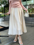 Xixi 2025 Spring New Temperament Commute High-Waisted Half-Body Skirt A Folding A-Word Skirt