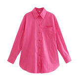 Women's Clothing 2025 Summer New Loose Cotton Pocket Dress Long-Sleeved Shirt Top