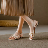 Head Bow Flat-Soled Sandals Women In The Summer Of 2025 New Niche Design Sense Weaving Beach