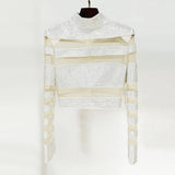 New Star Temperament Fashion Mesh Splicing Hot Diamond