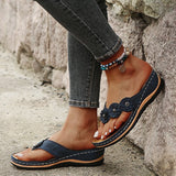 Slippers Women 2025 Summer New Three Flowers Slippers Thick Bottom Clip Toe Beach Flip-Flops