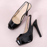 And Summer New Fine Heel 12.5Cm Sandals Paint Leather Bright Noodles Nightclub Large-Size Fish Mouth Fashion Sandals