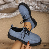 British Wind Large-Size Thick-Sed Leather Shoes Women's Spring And Autumn New Thick Heel Lace Small Leather